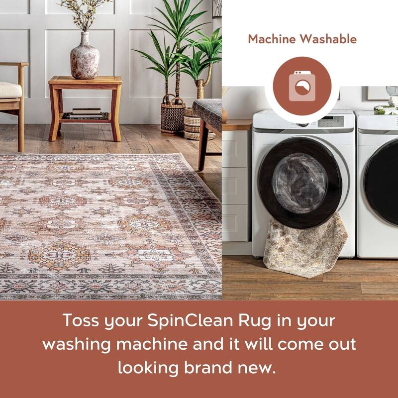 Nuloom Finley SpinClean Machine Washable Vintage Distressed Area Rug