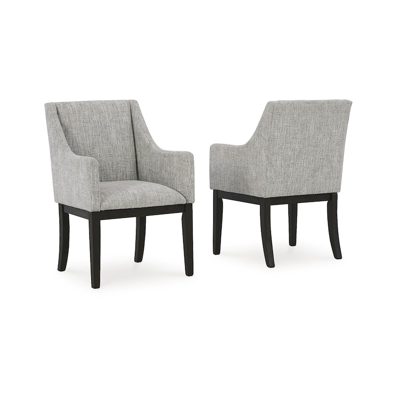 Burkhaus Dark Brown Dining Upholstered Arm Chair, Set of 2 - 21"W x 24"D x 36"H