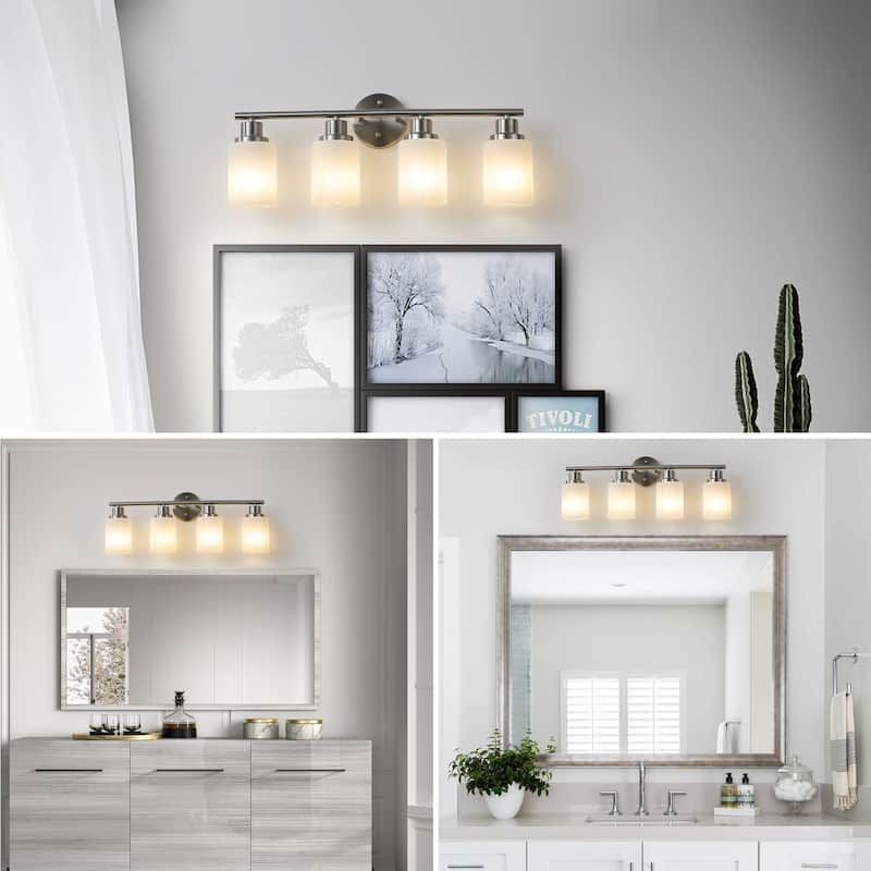 Bathroom Vanity Light 4/5/6-Light Nickel Finish Fixture - 4-Light