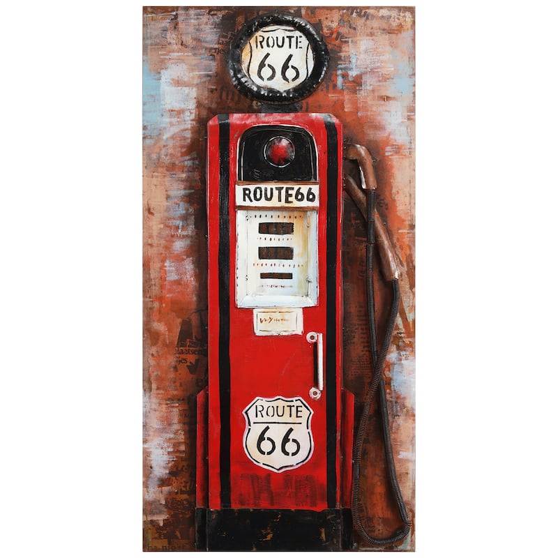 "Gas Pump" Mixed Media Iron Hand Painted Dimensional Wall Decor
