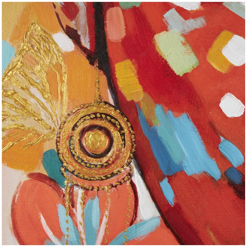 Canvas Woman Paint Splatter Wall Art with Abstract Paint Strokes and Floral Accents -Multi Colored - CosmoLiving by Cosmopolitan