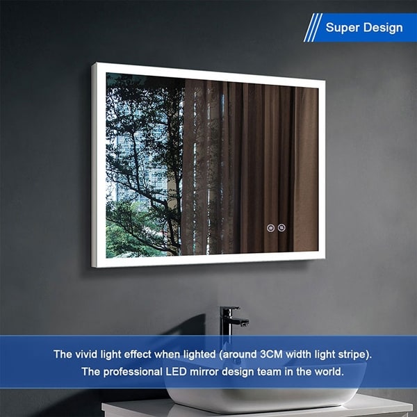 Decoraport 36 x 28 Inch Dimmable LED Bathroom Mirror w Touch