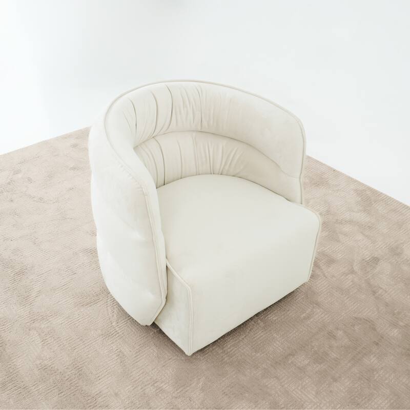 Maura Mid-Century Modern Upholstered Swivel Barrel Chair