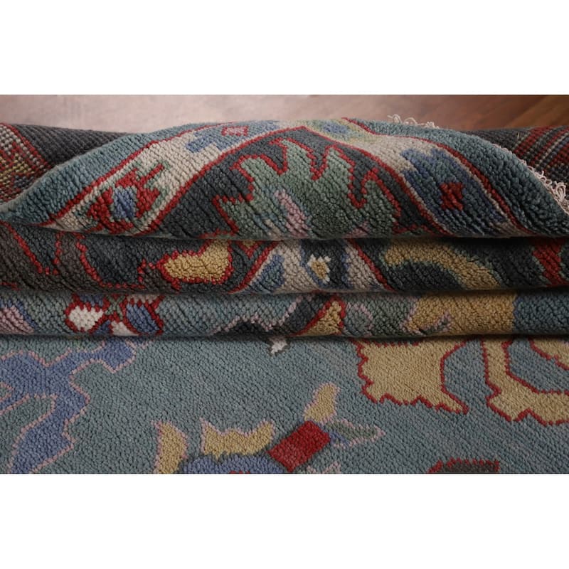 Blue Oushak Area Rug Handmade Oriental Wool Carpet - 8'1"x 9'10"