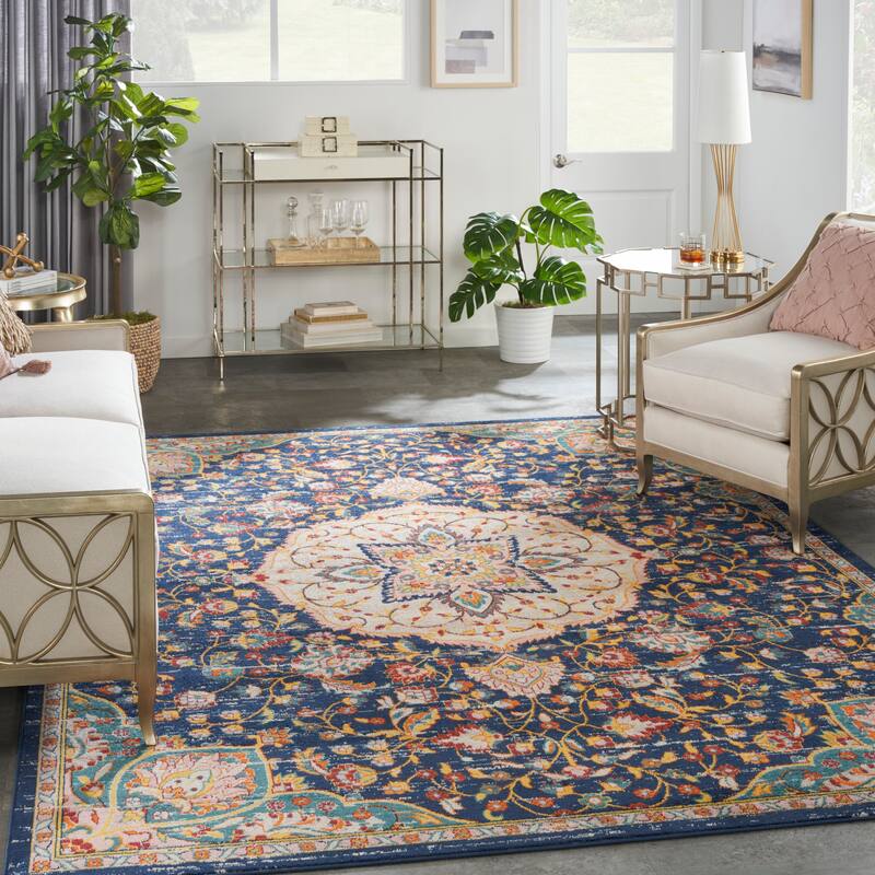 Nourison Cayuga Medallion Area Rug - 8' x 10' - Navy/Multi - Rectangle
