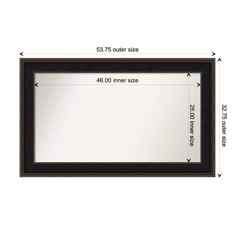 Mezzanine Espresso Framed Non-Beveled Custom Wall Mirror, Bathroom Vanity Mirror - Outer Size: 53.75 x 32.75