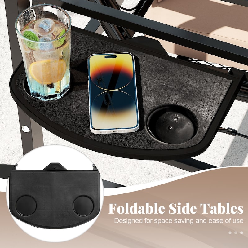 Gymax Outdoor Porch Swing w/Stand & 2 Trellises Removable Cushions for