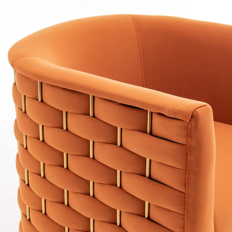 Modern Glam Velvet Upholstered 360 Degree Swivel Barrel Chair