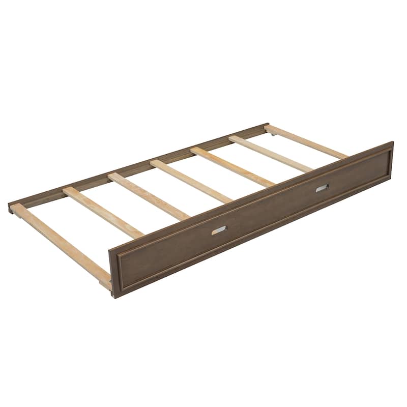 Full Size Wood Daybed with Storage, USB, LED, and Trundle in Antique Wood Finish