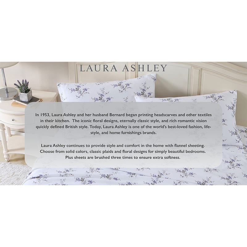 Laura Ashley Cotton Flannel Solid Deep Pocket Sheet Set