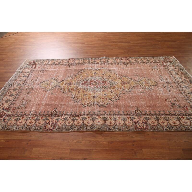 Distressed Sparta Turkish Vintage Rug Hand-Knotted Wool Carpet - 5'0"x 8'11"