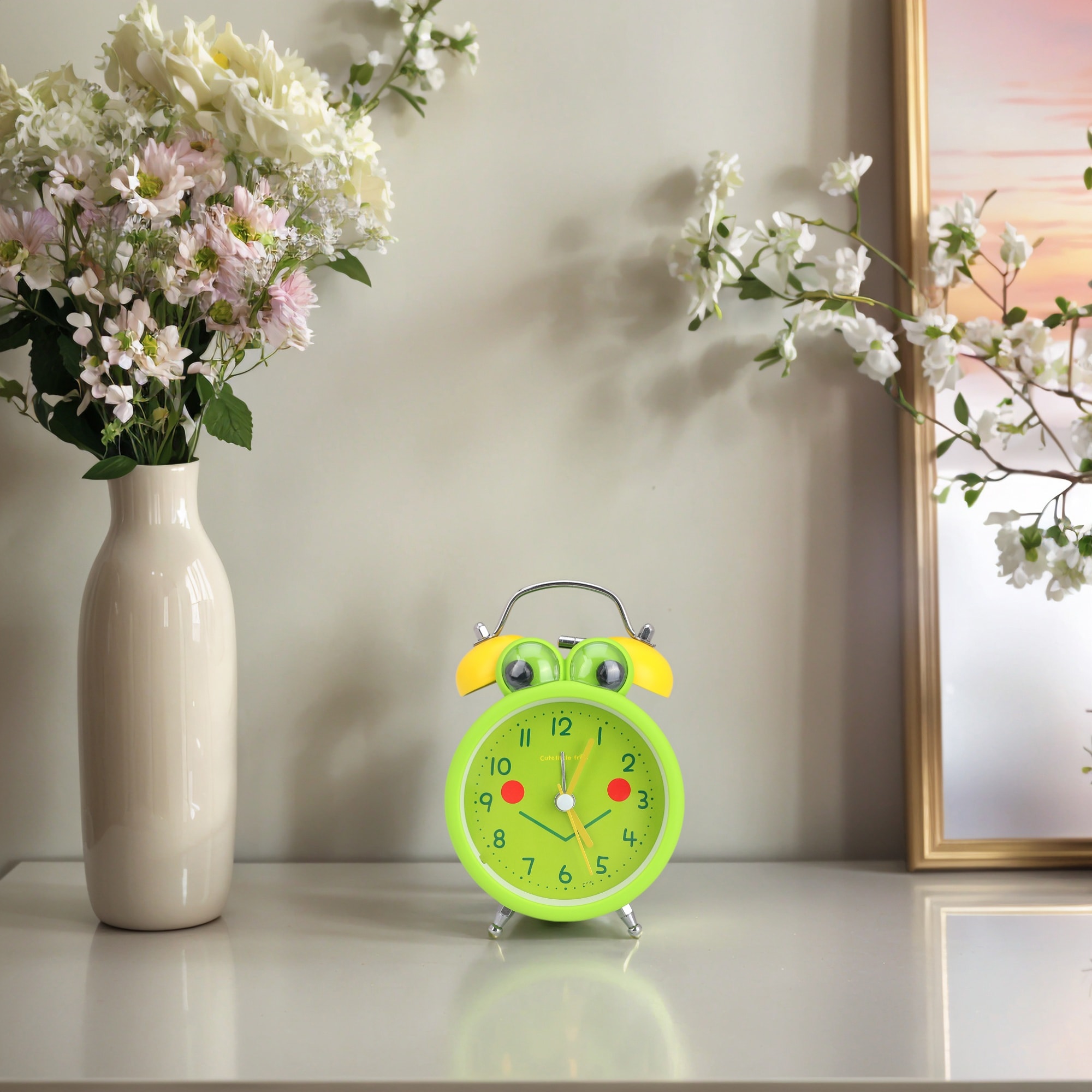 Cute Alarm Clock, Traditional Dual Bell Design, Loud Alarm, Frog Shape Design for Bedroom - 3.4"L x 2.1"W x 5.1"H
