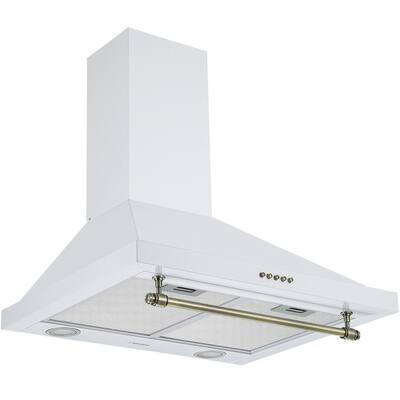 Ancona Vintage Style 24 in. Convertible Wall Pyramid Range Hood, White