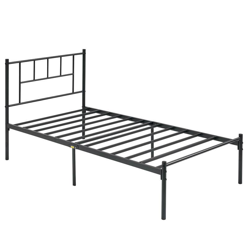 14 Inch Queen Size Metal Bed Frame with Headboard, Iron-Art Platform Bed No Box Spring Needed/Mattress Foundation for Storage