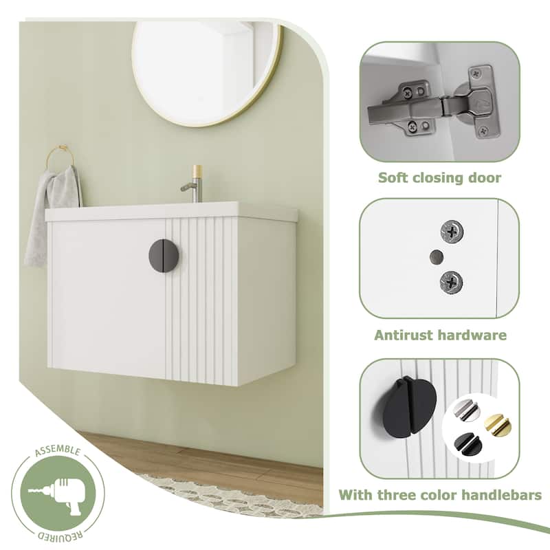 28" Floating Bathroom Vanity with Sink,Wall Mounted Bathroom Vanity with Soft Close Door
