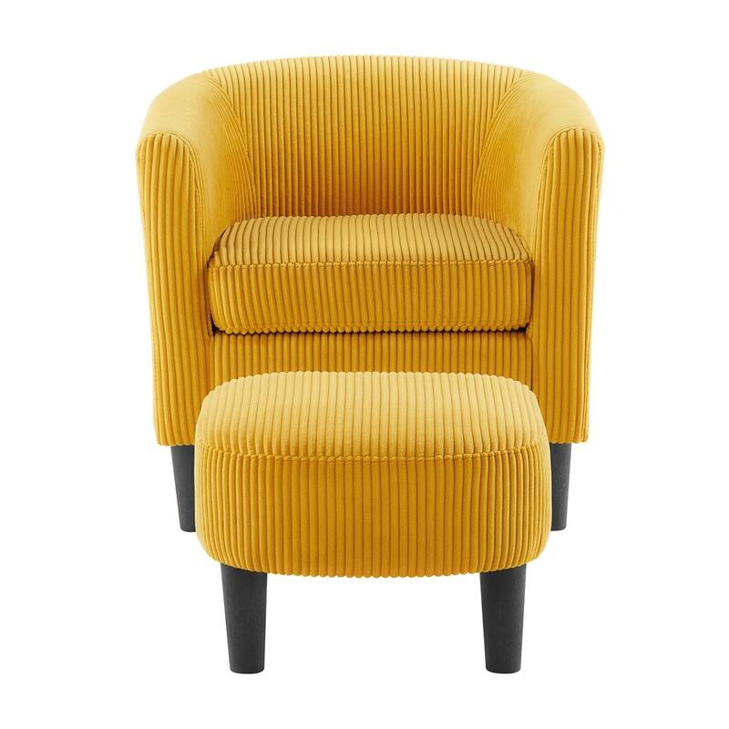 Corduroy Single Sofa Chair with Ottoman Foot Rest
