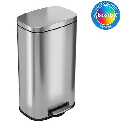iTouchless 8 Gallon / 30 Liter SoftStep Stainless Steel Kitchen Trash Can with Odor Filter