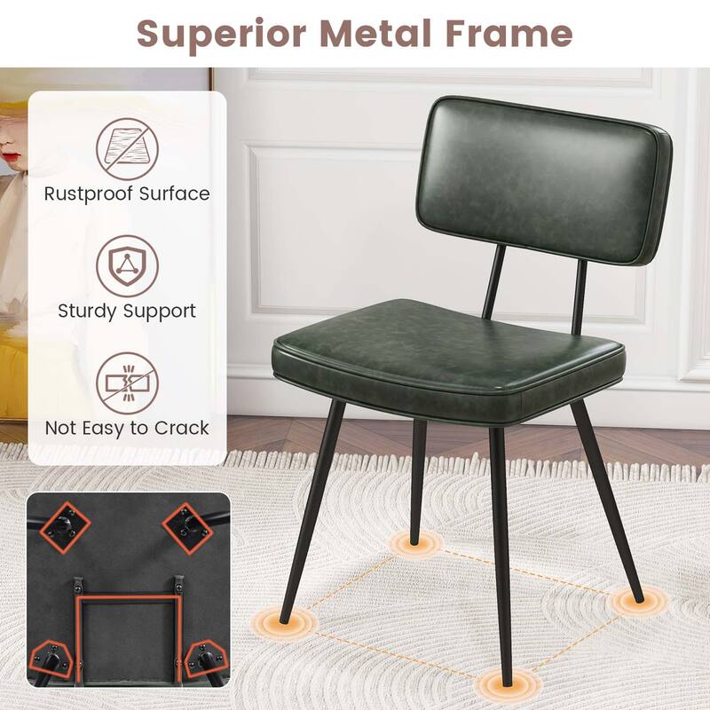 Costway Dining Chairs Set of 2 with PU Leather Cover Filled Sponge - See Details