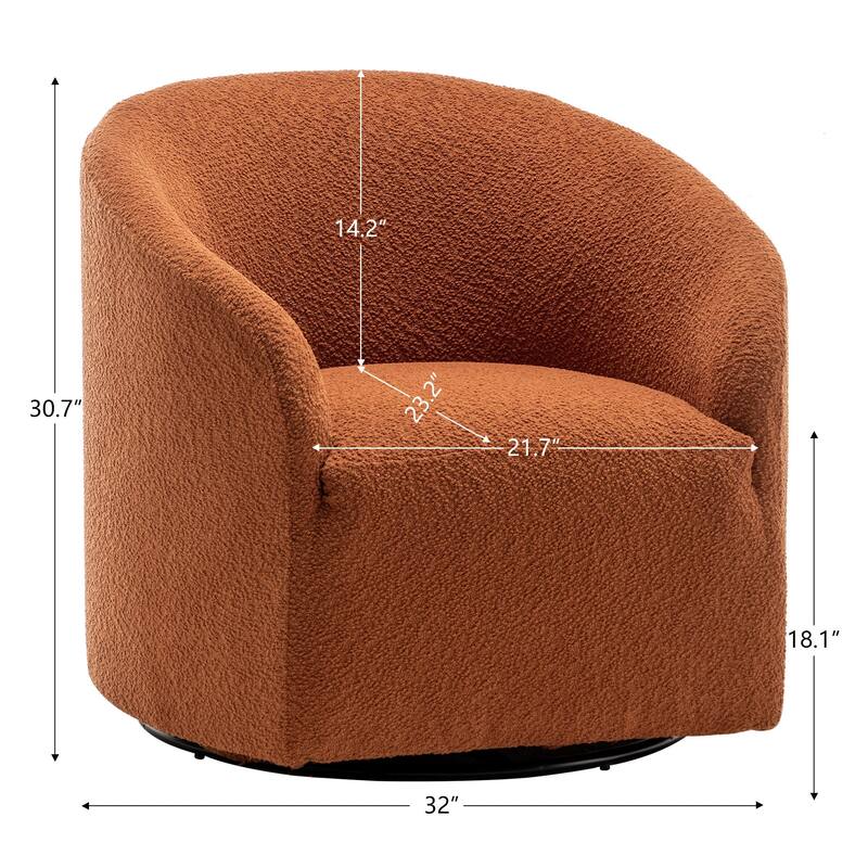 KINWELL 32"W Boucle Upholstered Swivel Barrel Armchair (Set of 2)