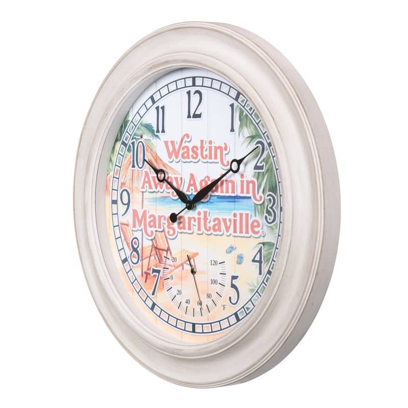 La Crosse 433-3267MVT 26.2" Outdoor Whitewash Margaritaville Clock