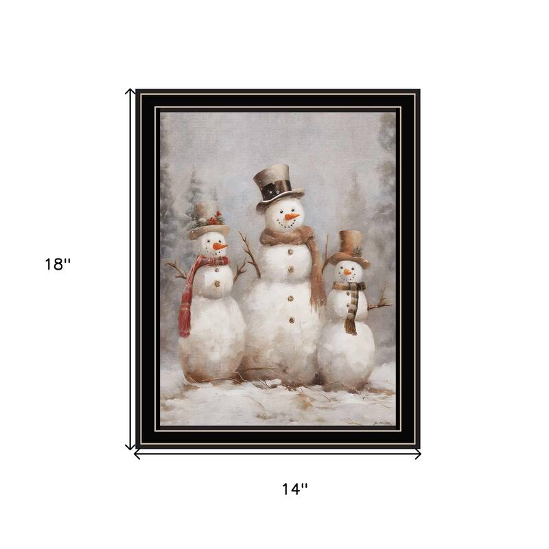 HomeRoots Snowman Trio Black Framed Wall Art