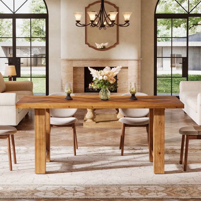 63-Inch Dining Table for 4-6, Solid Wood Kitchen Table for Dining Room, Living Room