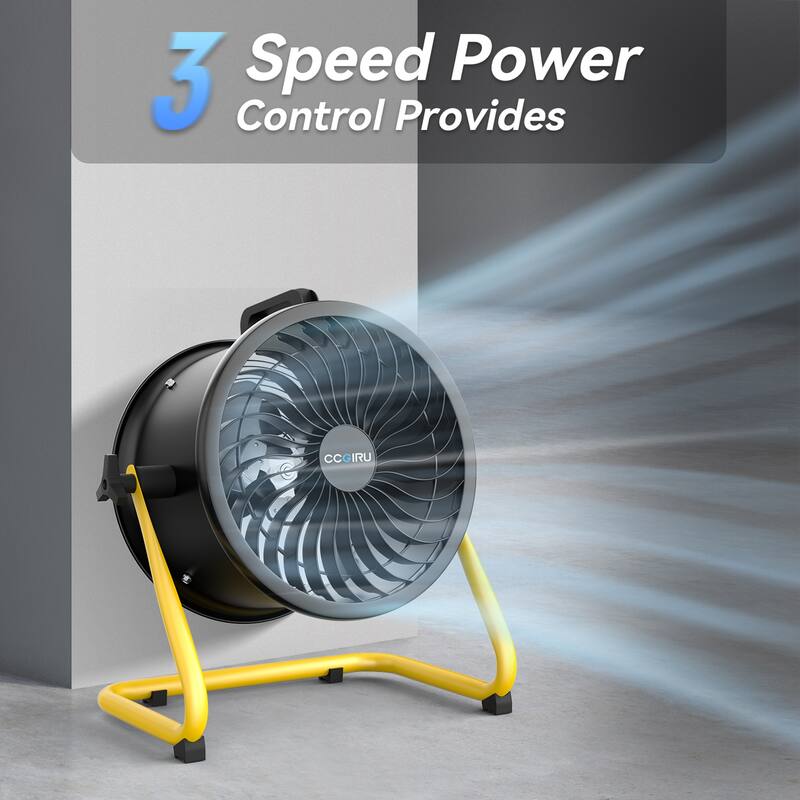10" Industrial 3-Speed Adjustable High Velocity Turbo Drum Fan, Portable Air Circulator