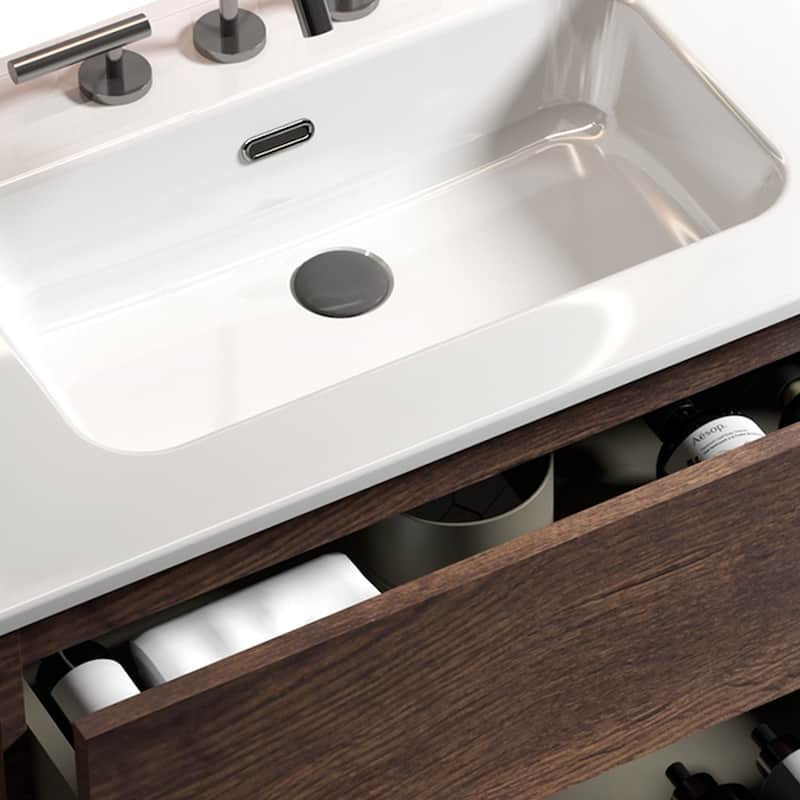 36"Freestanding Bathroom Vanity with Engineered Stone Sink