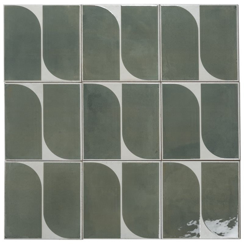 Cadence 8x8 Sage Green Gray Porcelain Square Motif Wall and Floor Tile (12.49 sq ft/case) - 29 Pack