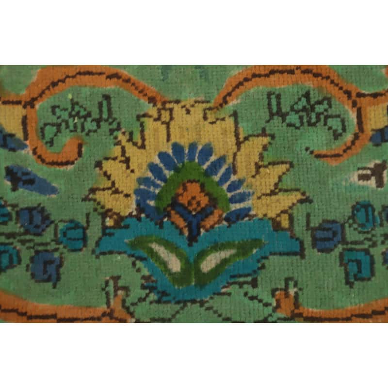 Hand Knotted Oriental 100% Wool Carpet Traditional Floral Green Tabriz Area Rug - 12' 10'' X 9' 10''