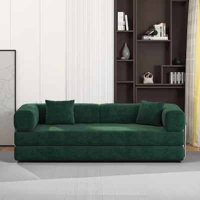 82.68" Foam 4-Seater Sleeper Sofa, Convertible Pudding Block Design