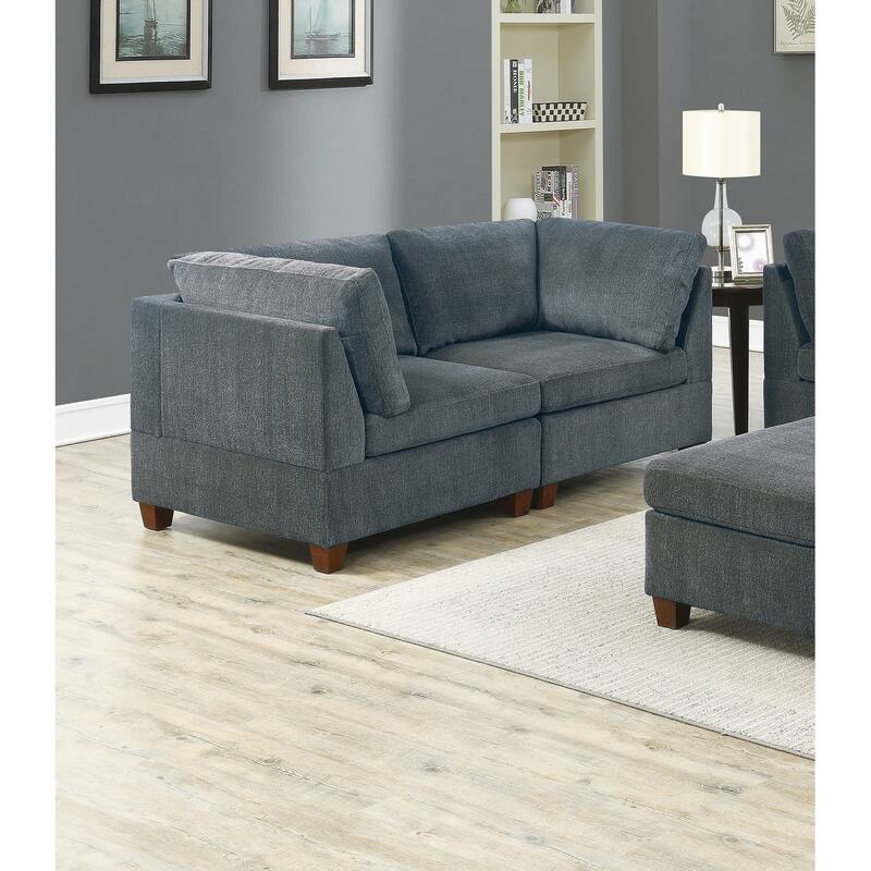 1pc Grey Chenille Modular Corner Wedge Sofa 37x37x35 inches