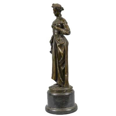 A Young Maiden In Garden Of Eden Art Nouveau Bronze Figurine Sculpture Art Deco