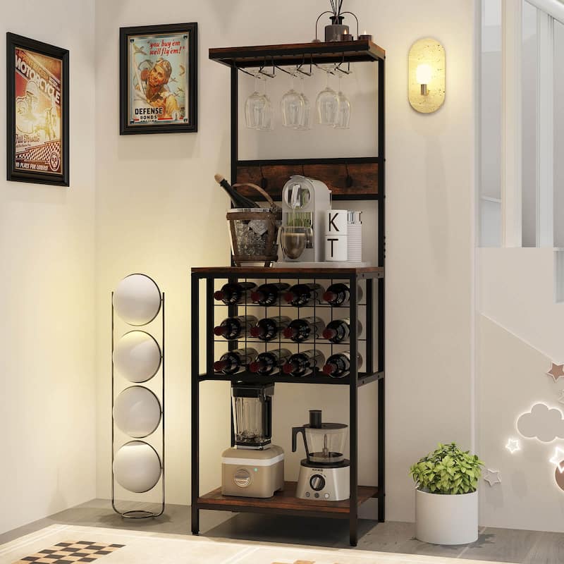 Costway Wine Rack Freestanding Floor with Countertop Wine and Glass - See Details