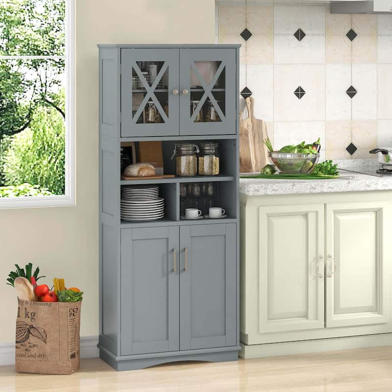 Costway Tall Bathroom Cabinet Large Floor Storage Cabinet with Acrylic - See Details