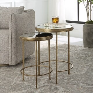 Porch & Den Iron and Glass Nesting Tables by David Frisch (Set of 2 ...