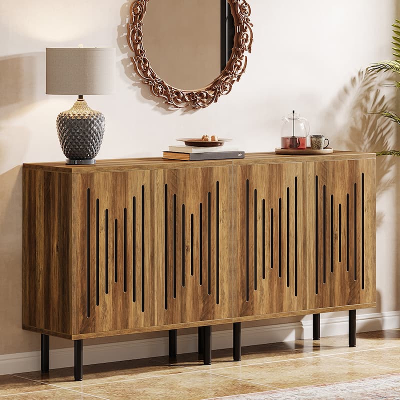 Sideboard Buffet Cabinet with Doors & Adjustable Shelves (Set of 2)