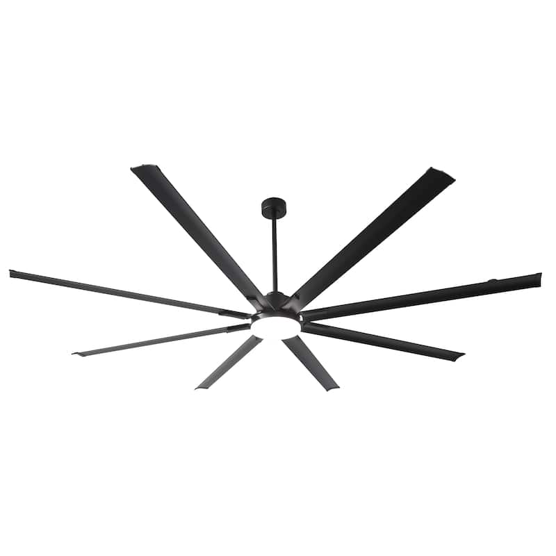 Vaczon 100" Industrial Black Aluminum Extra Larger LED Ceiling Fan with Light and Remote