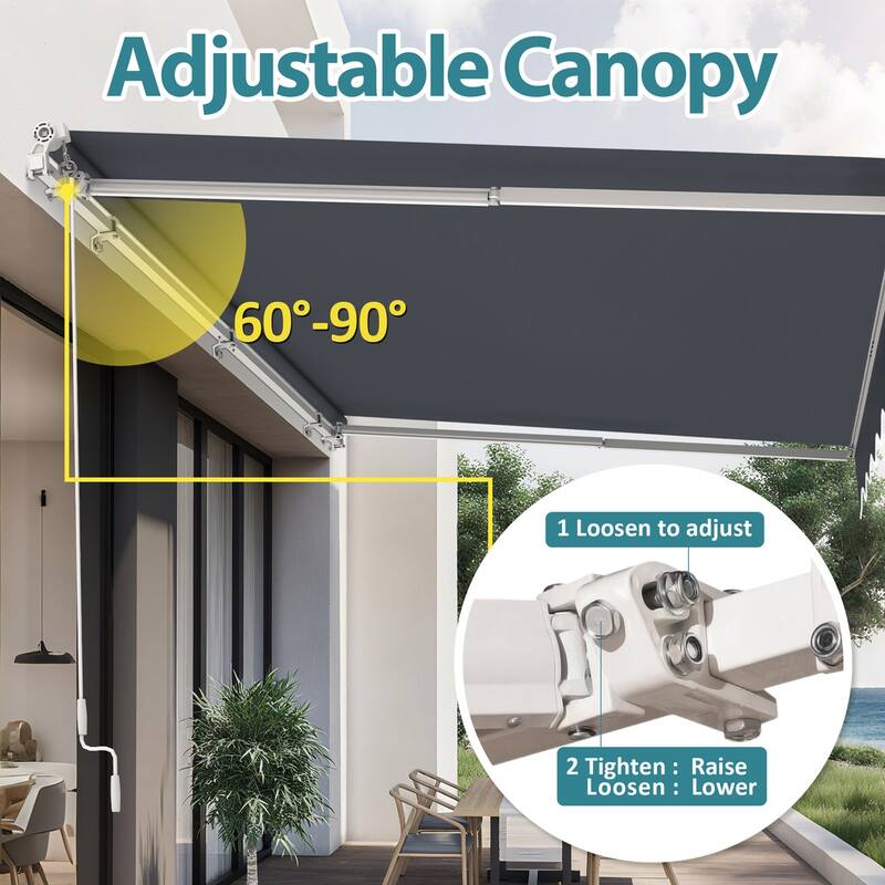 MCombo10x8Feet Manual Retractable Patio Door Window Awning Sunshade Shelter Outdoor Canopy