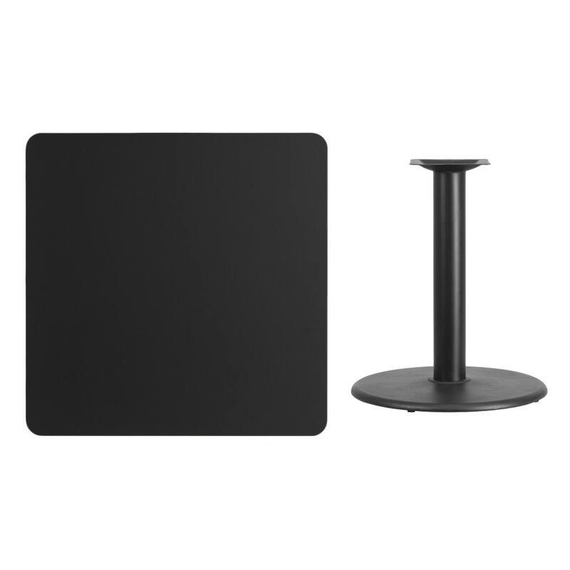 36'' Square Laminate Table Top with 24'' Round Table Height Base - 36"W x 36"D x 31.125"H - 36"W x 36"D x 31.125"H