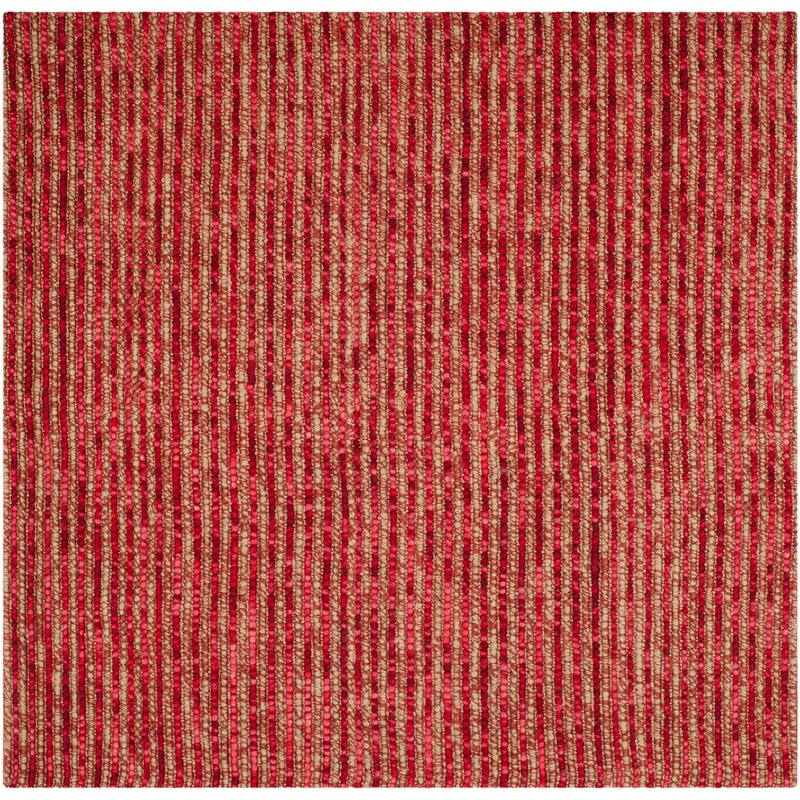 SAFAVIEH Handmade Bohemian Jelisava Jute & Wool Area Rug - 6' Square - Red/Multi