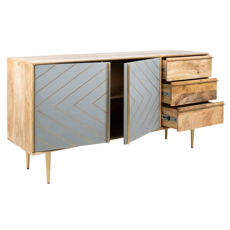 SAFAVIEH Home Titan Inlayed Cement Sideboard - 58"W x 16"D x 30"H