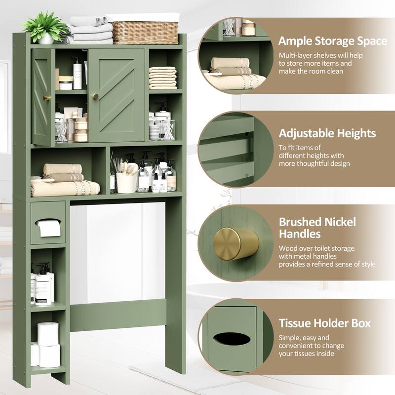 Over-The-Toilet Bathroom Storage Cabinet with Tissue Holder - N/A