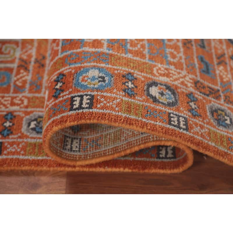 Orange Transitional Khotan Runner Rug Hand-Knotted Wool Carpet - 2'6"x 8'0"