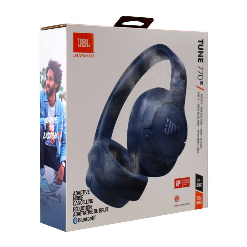 JBL Tune 770NC Noise-Cancelling Over-Ear Headphones (Blue) + JBL T110 in Ear Headphones + Fitness and Wellness Plus Software