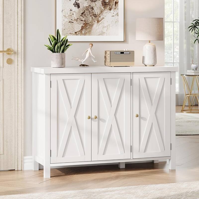 Farmhouse Shoe Cabinet with 3 Barn Doors - 4-Tier Entryway Shoe Storage