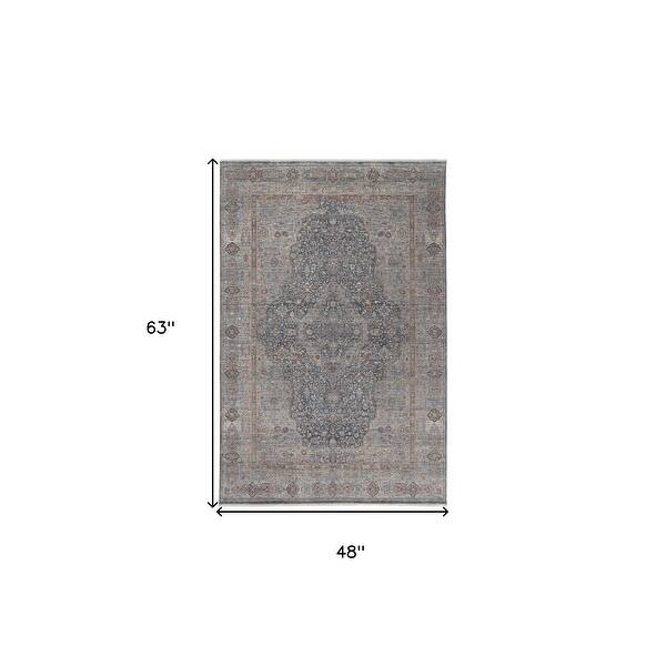 Stylish Rectangle Area Rug with Oriental Design - 63' X '48' X '0.25 ...