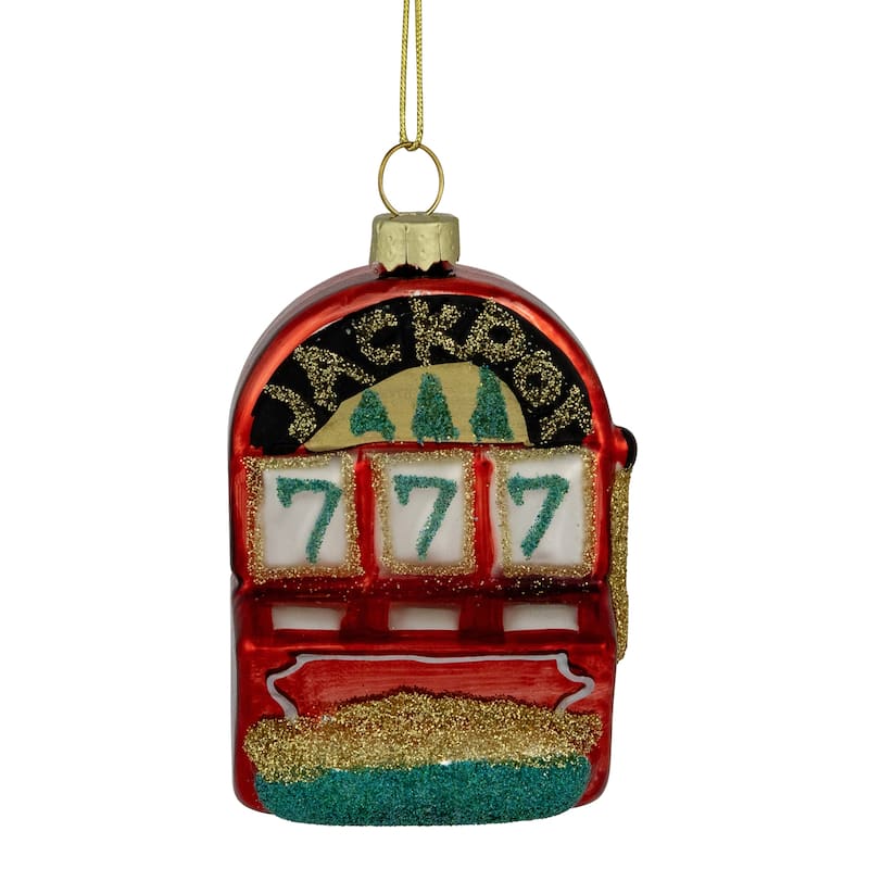 3.25" Lucky 7's Jackpot Slots Glass Christmas Ornament - 3"