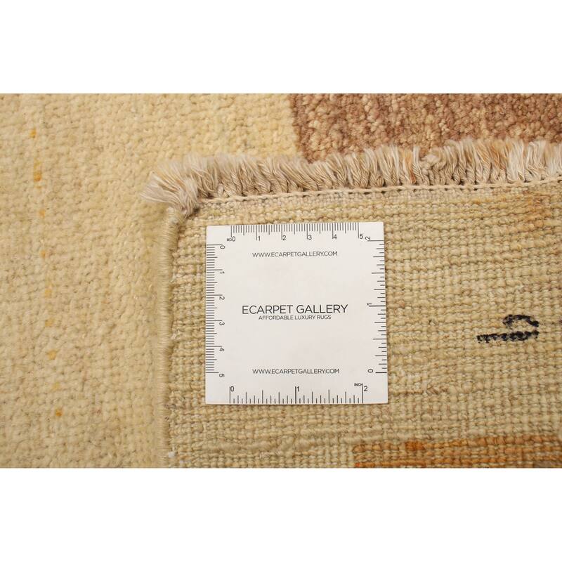 ECARPETGALLERY Hand-knotted Finest Peshawar Ziegler Ivory Wool Rug - 4'0 x 4'2