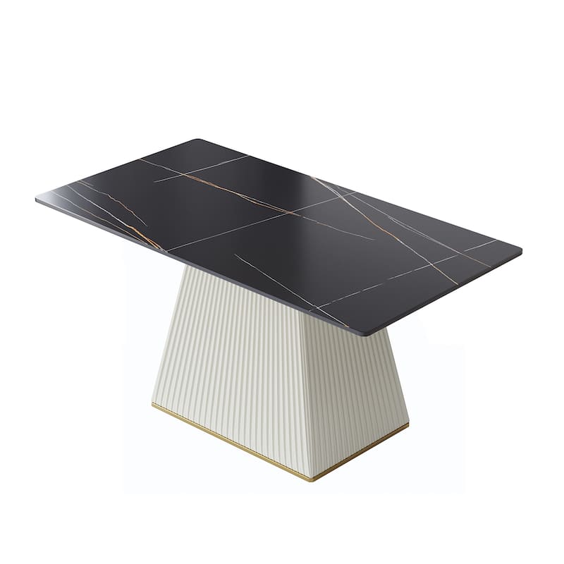 Elegant Faux Marble Dining Table Slate Panel Kitchen Table With Square Pedestal